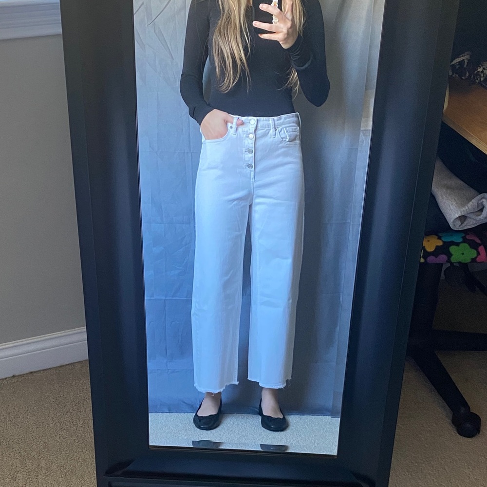 Elegant Banana Republic 29/8 White Button Fly Wide-Leg Crop Jeans - Picture 8 of 9